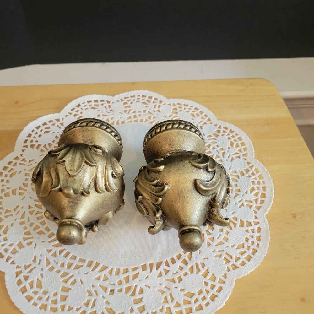 Pair of Large Ornate Gold Color Decorative Finials